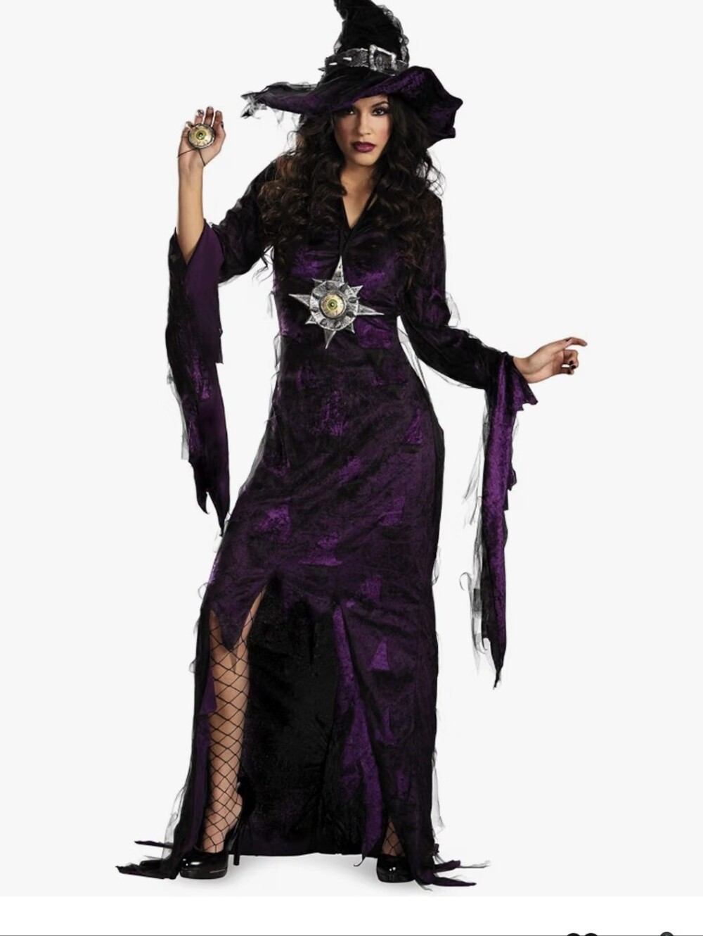 Purple Sorceress Or Witch Costume for Womens - Classic Witch Dress & Hat